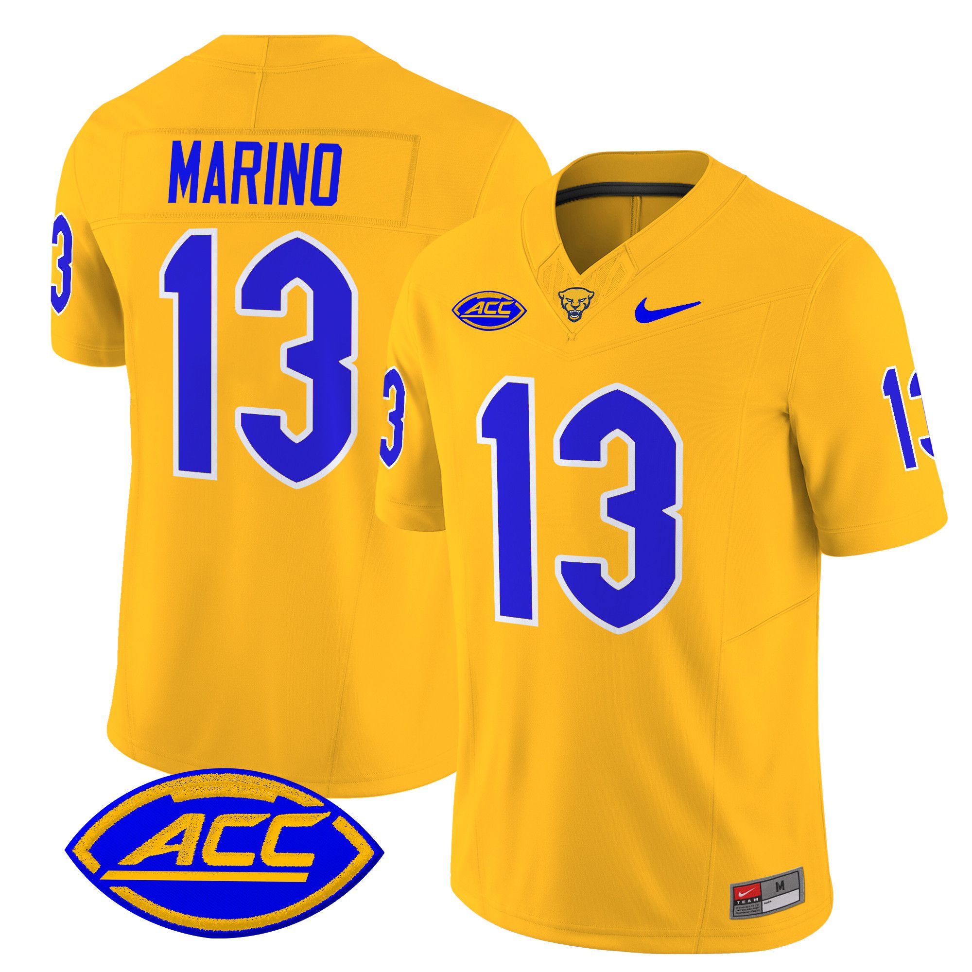 Men Pittsburgh Panthers #13 Marino Yellow Nike 2024 Vapor Limited NCAA Jersey->more ncaa teams->NCAA Jersey
